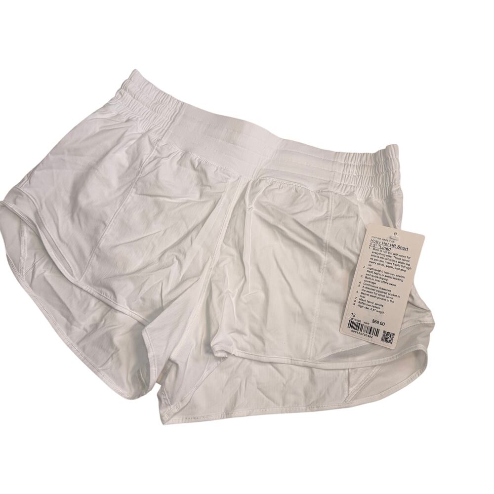 Lululemon Hotty Hot Shorts Size 12 White 2.5” Run Swift Lined - Picture 3 of 9